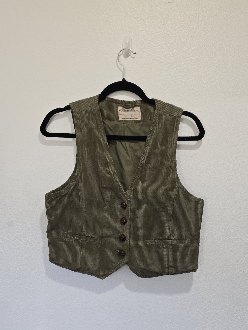 We The Free Corduroy Button-Front Vest - Olive Green